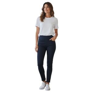 Free People High Rise Frayed Hem Skinny Jeggins Navy Blue Size 31‎